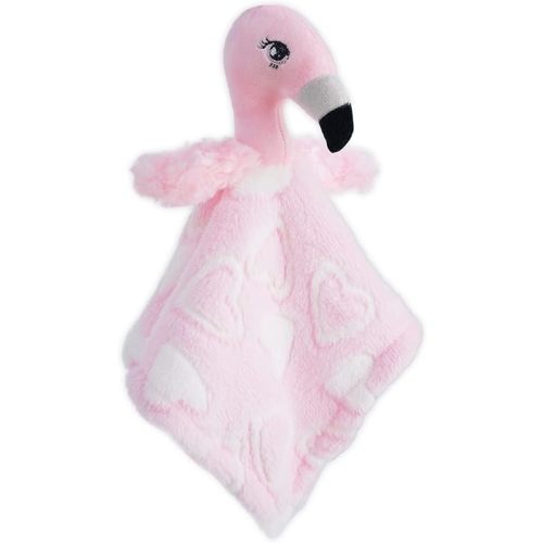 June Garden Cozy Dream Fleece Baby Security Blanket - Infants Nursery Bed Blankets - 15 x 15 inches Lovey - Stuffed Flamingo Animal Plush - Pink