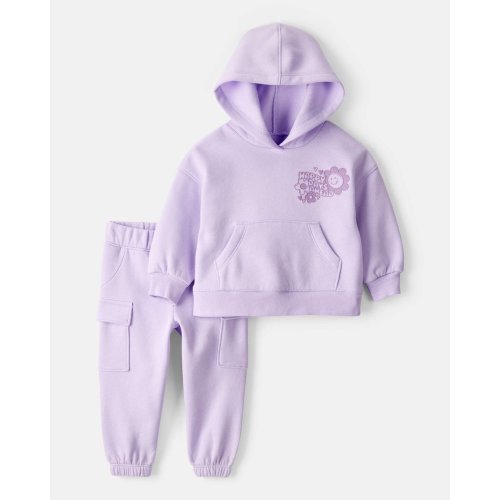 Baby Girl 2-Piece DayDream Fleece Flower Graphic Long-Sleeve Hoodie & Pant Set - Purple - Carter's | Carter's