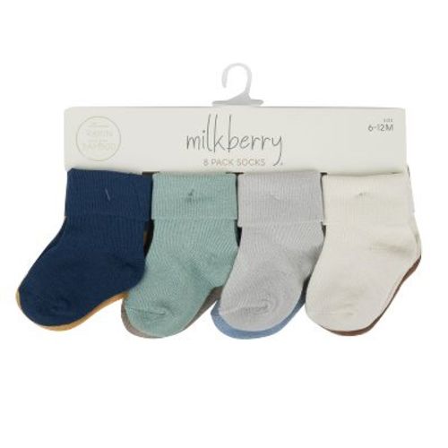 Milkberry Rayon Of Bamboo Baby Socks Non-slip Gripper Newborn To Toddler Currated Gift Packs Of 8 Pairs