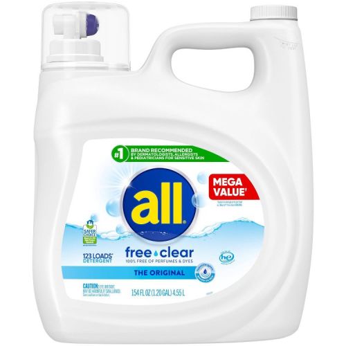 All Unscented Free Clear for Sensitive Skin HE Liquid Laundry Detergent 123 Loads - 154 fl oz