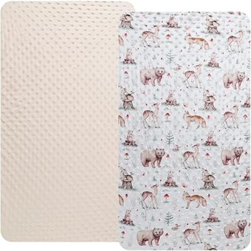 Dot Bassinet Sheet Set 2 Pack Stretch Fitted Cradle Sheets,Ultra Soft