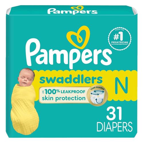 Pampers Baby Diapers - Swaddlers - Size 0, 31 Count, Ultra Absorbent Disposable Newborn Diaper