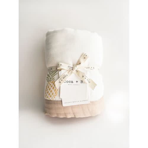 Pineapple Organic Bamboo & Cotton Muslin Baby Blanket | Coca + B.