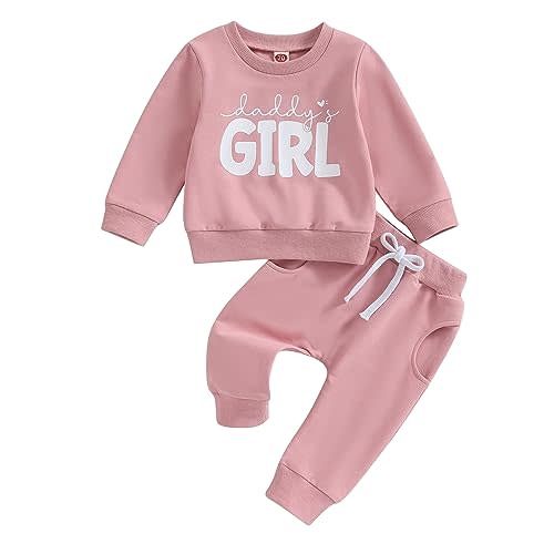 Toddler Baby Girl Clothes Daddys Girl Long Sleeve Pullover Sweatshirt Stretch Jogger Pants Infant Fall Winter Outfit