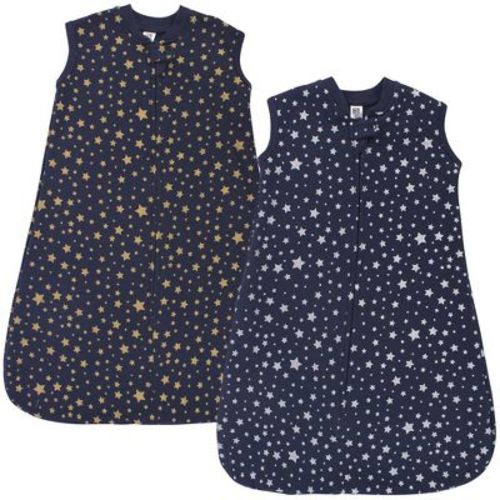 Hudson Baby Infant Premium Quilted Sleeveless Sleeping Bag And Wearable Blanket, Metallic Stars, 0-6 Months