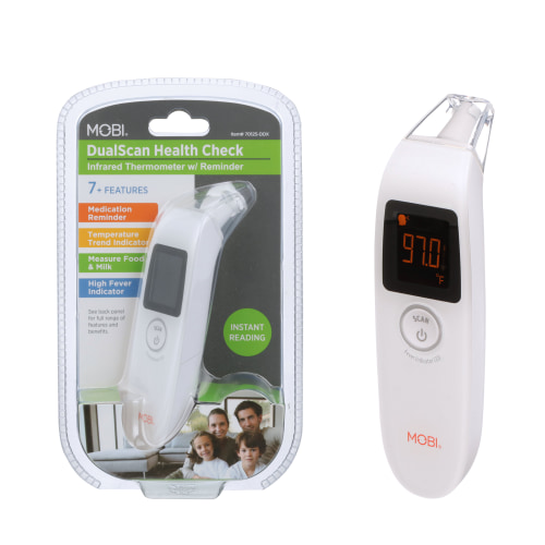 MOBI DualScan Health Check Infrared Forehead & Ear Thermometer with Medicine Reminder, Memory Recording and Fever Detection For Baby Adults Seniors