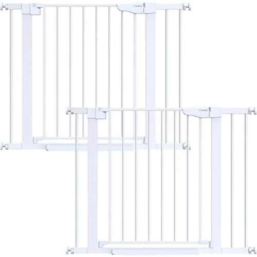 Cumbor 2 Pack 29.7-40.6"(Extensions Included) Baby Gate for Stairs, Mom's Choice Awards Winner-Auto Close Dog Gate for doorways, Pressure Mounted Pet Gate Indoor, Wide Safety Child Gate for Dog,White