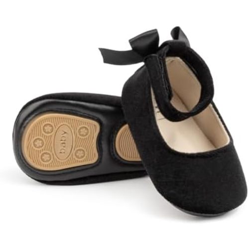 KIDSUN Infant Baby Girls Mary Jane Shoes Non-Slip Rubber Sole Ballet Slippers Princess Dress Wedding Shoes Newborn Crib Shoes First Walkers Shoes