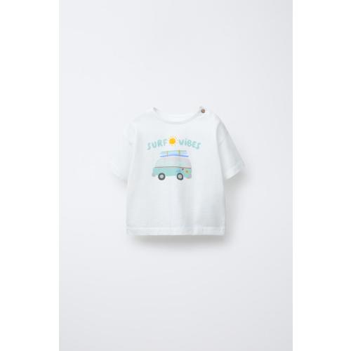 SURF PRINT T-SHIRT - Oyster-white | ZARA United States