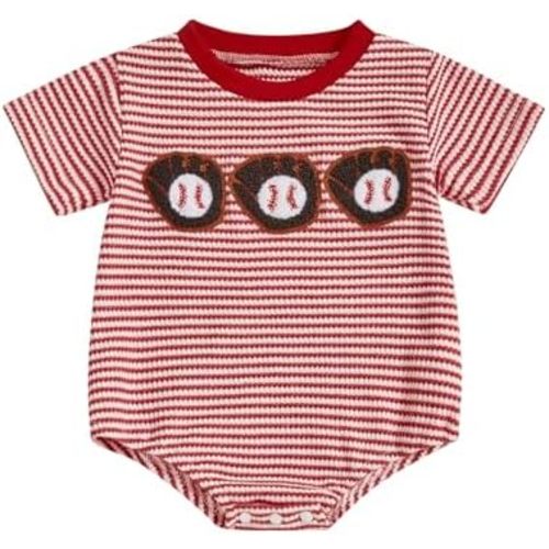 VISGOGO Unisex Baby Boy Girl Striped Romper Waffle Short Sleeve Bubble Oversized Romper Bodysuit Summer Onesie Clothes