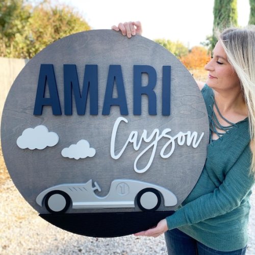 30 Vintage Race Car Theme  Round Wood Name Sign  Cars - Etsy