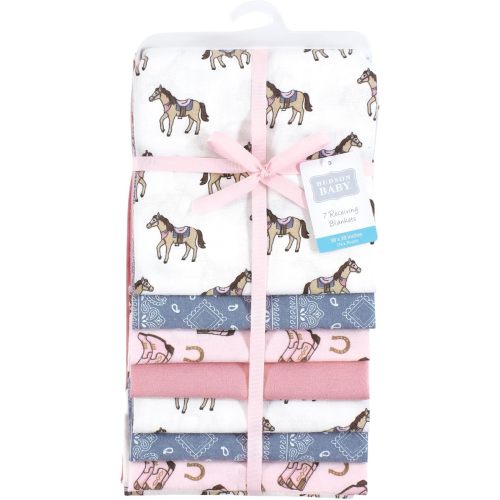 Hudson Baby Unisex Baby Cotton Flannel Receiving Blankets 7-Pack Bundle, Cowgirl, One Size