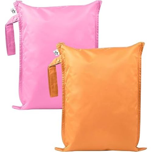 Tiny Twinkle Mess proof Waterproof Wet Dry Bag,2pk Reusable Wet Bags for Swimsuits&Baby Clothes,Leakproof Wet Bag,Waterproof Bag for Travel&Diaper bag,Wet Bags for Baby (Sweet Treat)
