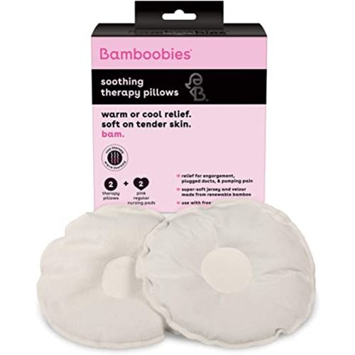 Bamboobies Women’s Soothing Nursing Pillows, Natural, Heating Pad or Cold Compress for Breastfeeding, Made in the USA - 2 Count (Pack of 1)