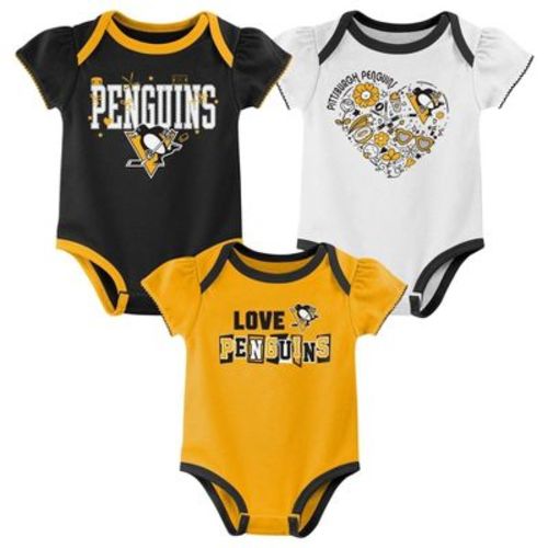 Nhl Pittsburgh Penguins Baby Girls' 3pk Bodysuit - 0-3m
