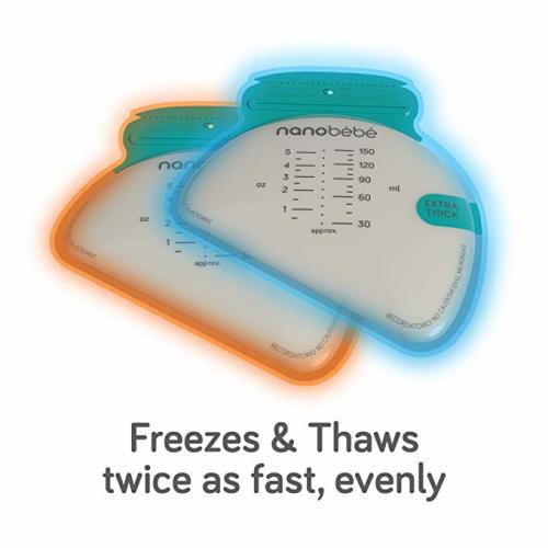 nanobebe 25 Breastmilk Storage Bags & Organizer – Fast, Even Thawing & Warming Breastmilk Bags, Save Space & Track Pumping – Freezer & Fridge Breastfeeding Supplies
