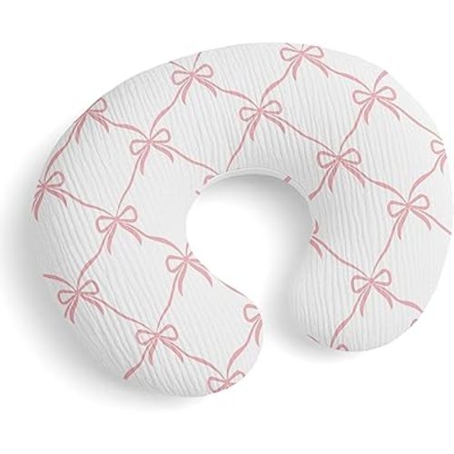 Sweet Jojo Designs Muslin Nursing Pillow Cover (Pink Bows) for Baby Girls, Newborn, Infant 100% Cotton Breastfeeding Pillowcase - PILLOW NOT INCLUDED (Elegant, Bow for the Ballerina Ballet Collection)