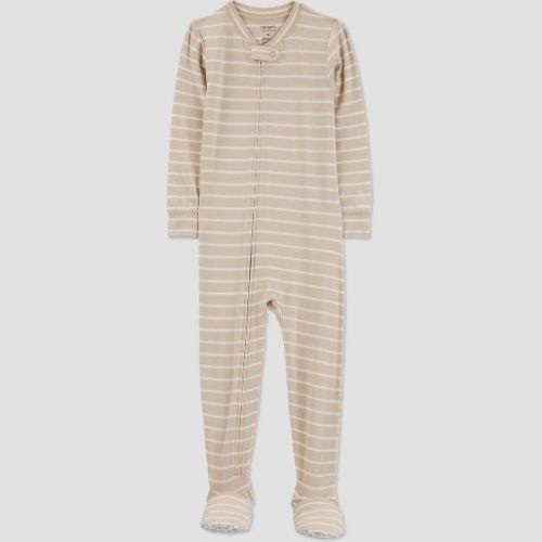 Carter's Just One You®️ Toddler Boys' Striped Comfy Soft Snug Fit Footed Pajama - Brown 18M