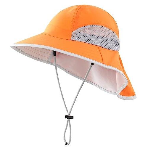 Connectyle Kids Sun Hat Adjustable Fishing Hat for Boys Grils Breathable UPF 50+ Protection Outdoor Beach Hat with Neck Flap