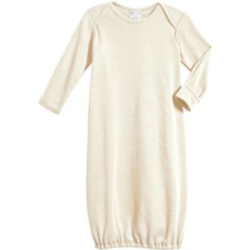 City Threads Usa-made Organic Cotton Super-soft Baby Rib Gown | Oatmeal - 3/6m