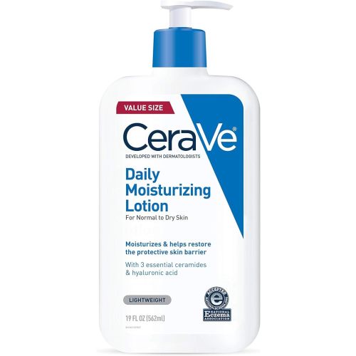 CeraVe Daily Moisturizing Lotion for Dry Skin, Body Lotion & Face Moisturizer with Hyaluronic Acid and Ceramides, Daily Moisturizer, Fragrance Free, Oil-Free, 19 Ounce