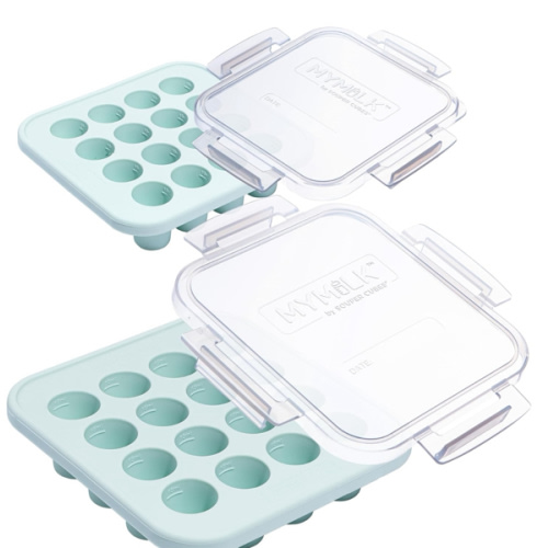 Souper Cubes MyMilk 1/2 oz. Silicone Breast Milk Freezer Trays, Each Pure Platinum Food-Grade Silicone Tray Holds 8 oz., Perfect For Baby Food Freezer Storage, Purees, and More - Mint - 2-Pack