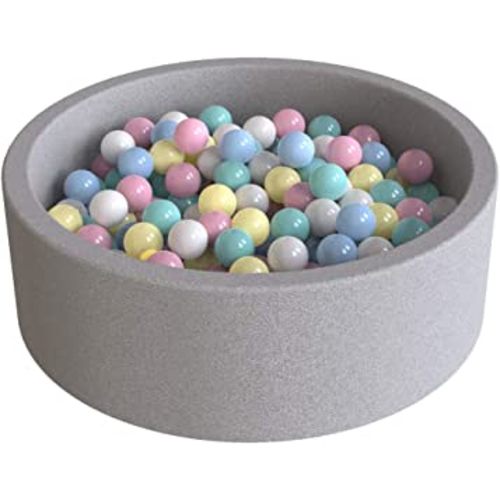 Wonder Space Deluxe Kids Round Ball Pit, Premium Handmade Kiddie Balls Pool, Soft Indoor Outdoor Nursery Baby Playpen, Ideal Gift Play Toy for Children Toddler Infant Boys and Girls (Light Grey)