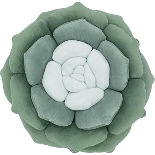 Succulent Pillow in Monochromatic Colors, Velvety Soft Flower Shaped Pillow, Leaf Pillow, Plant Pillow, Flower Throw Pillow, Flower Pillow, Boho Throw Pillows, Green Flower Pillow, Cactus Pillow