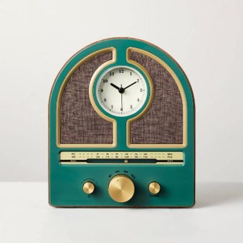 Vintage Portable AM/FM Radio Wood and Green - Hearth & Hand™ with Magnolia