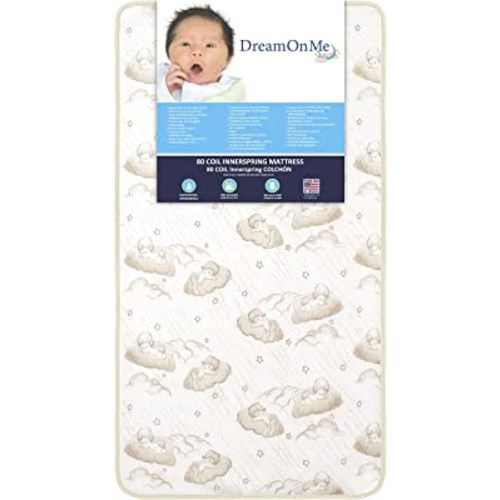 Dream On Me Foam 2-in-1 Breathable Twilight 5" Spring Coil Crib and Toddler Bed Mattress Firm,Plush with Reversible Design I White/Brown I Greenguard Gold Certified I JPMA Certified