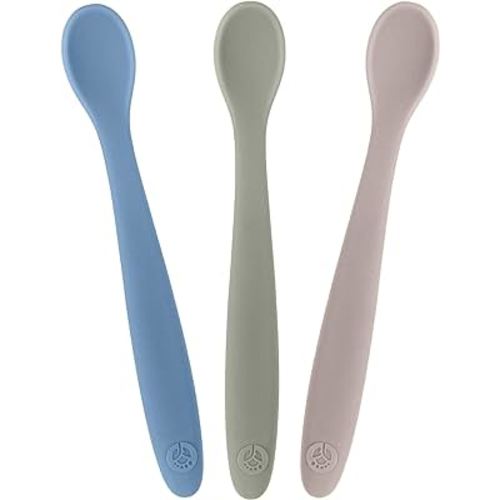 WeeSprout Silicone Baby Spoons - First Stage Infant Feeding Spoons With Soft-Tip, Bendable Baby Utensils for Parent & Self-Feeding, Ultra-Durable & Chewproof, Dishwasher Safe, Set of 3