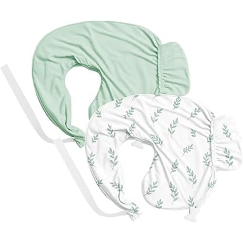 Nursing Pillow Cover 2-Pack, Fits Wrap-Around U-Shaped Nursing Support Pillows (22 x 16 x 5 in), Soft & Breathable, Easy On/Off – Covers Only