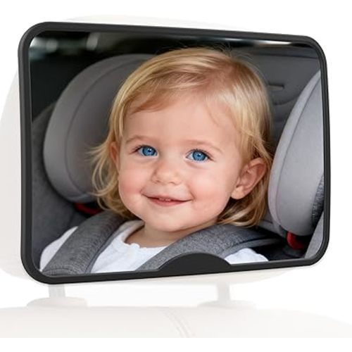 Baby Car Mirror, Safety Car Seat Mirror for Rear Facing Infant, Clear Wide View, Easily Observe the Baby Move, Secure, Shatterproof, Easy Install, Perfect (Gray)