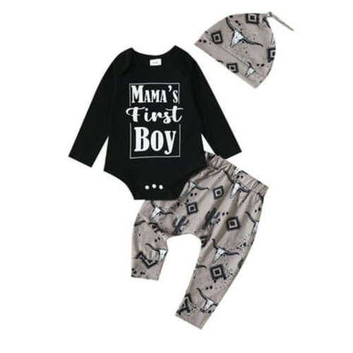NOLDARES Toddler Boy Clothes Long Sleeve Sweatshirt + Pants 2pcs Fall Winter Boys Outfit Set Set(Black,3-6 Months)