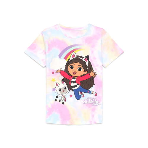 Gabby's Dollhouse Girls Graphic Crewneck Tee with Short Sleeves, Sizes 4-16