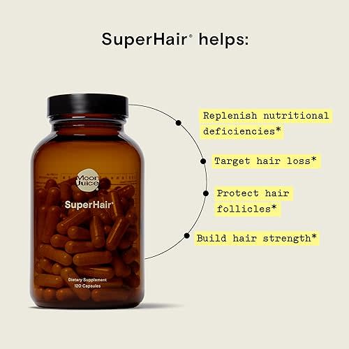 Moon Juice SuperHair Natural Hair Nutrition Supplement & Multivitamin for Healthier, Thicker, Stronger Hair-250mg Ashwagandha, 500mcg Biotin& 120mg SawPalmetto - Vegan, Non-GMO (120 Capsules) …