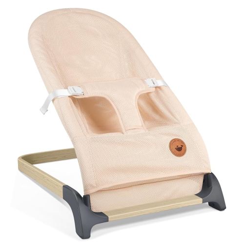 ANGELBLISS Baby Bouncer, Portable Bouncer Seat for Babies, Infants Bouncy Seat with Mesh Fabric, Natural Vibrations (Light Pink)