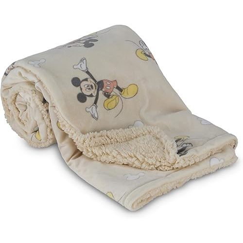 Disney Character Fuzzy Double Sided Mink and Sherpa Baby Blanket, Ultra-Soft and Plush Mink Sherpa Newborn Throw for Infants, Measures 30x40 (Mickey, Minnie, Pooh, Dumbo)