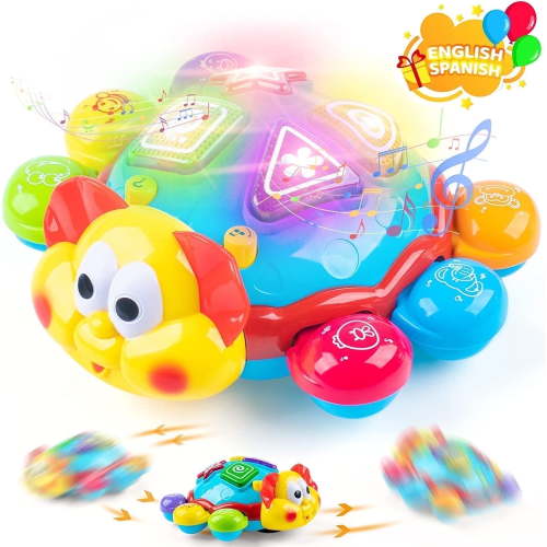 Vanmor Baby Toys 6 to 12 Months Einstein Musical Toy, Infant Crawling Walking Toy for 6 9 12 18 Month, Bilingual Toys Spanish English Learning Educational Montessori Toys for 1 Year Old Girl Boy
