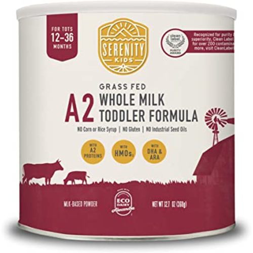 Serenity Kids Toddler Formula Powder Drink Made with Grass Fed Organic A2 Whole Milk | Easy to Digest, Clean Ingredients | Clean Label Project Purity Award Certified | 12.7 oz Can | 1 Count