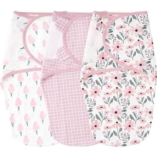 Yoofoss Baby Swaddles for Newborns 100% Cotton, Adjustable Swaddle 3-6 Months 3 Pack Newborn Swaddle Sack, Breathable Soft(Medium)