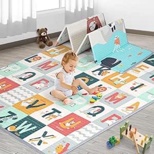 Amazon.com : MEM Baby Play Mat 79" x 71", Foldable Baby Play Mats for Floor, Reversible Waterproof Foam Playmat for Babies and Toddlers, Extra Large Non-Slip Baby Crawling Mat with Travel Bag : Baby