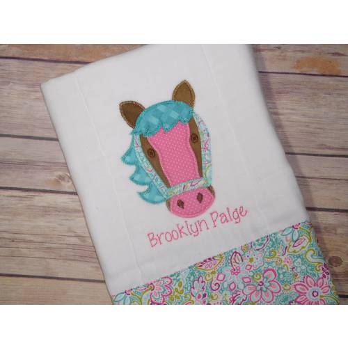 Appliqued Horse Burp Cloth