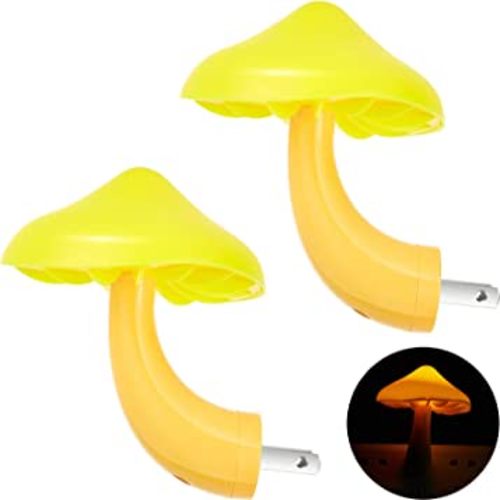 Mudder 2 Pack Sensor LED Mushroom Night Light Plug in Smart Lamp Mini Mushroom Night Lights LED Night Lamp Color Changing for Adults Kids (Yellow)