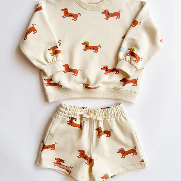 Wiener Dog Terry Oversized Sweatshort Set