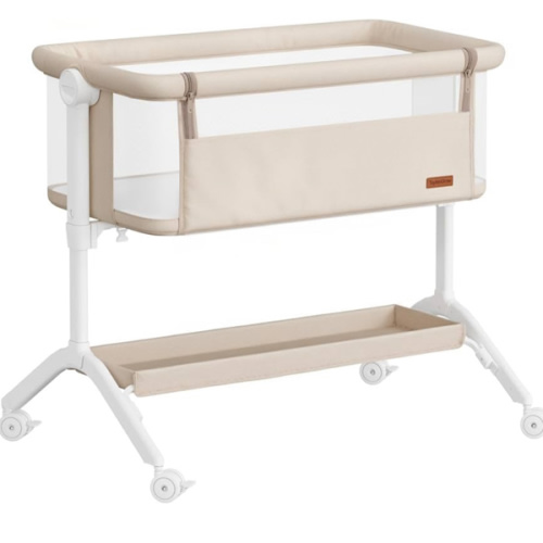 Bassinet Bedside Sleeper - All-Mesh Design, Portable Bedside Bassinet for Baby with Washable Mattress, 5 Adjustable Heights(Beige)