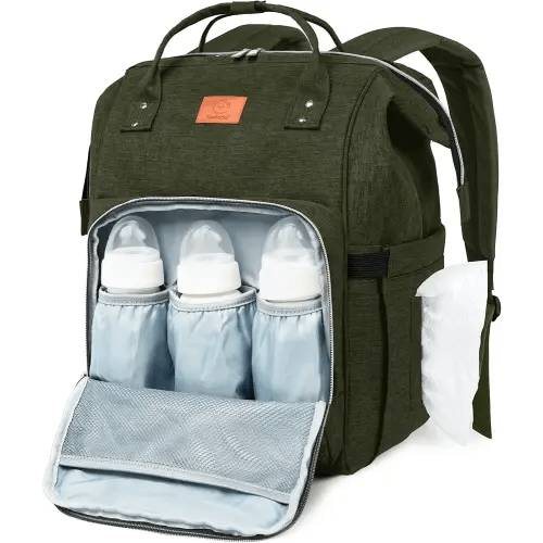 KeaBabies Baby Diaper Bag Backpack - Large Baby Bag for Boys, Girls, Waterproof Multi Function Travel Diaper Backpack with Changing Pad, Durable Travel Essentials for Moms and Dads (Dark Olive)