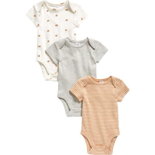 Assorted 3-Pack Cotton Bodysuits, 12 M