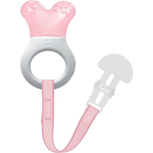 MAM Baby Toys, Teething Toys, Mini Cooler Teether with Clip, Girl, 2+ Months, 1-Count (7172-012-0-1)