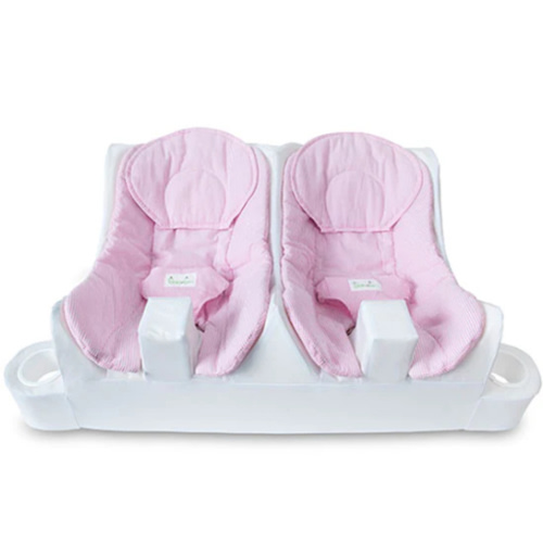 Table For Two - Twin Feeding System- Pink Seersucker